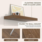 RICHFOCUS 24Inch Floating Shelves for Wall 2 Pack Shelves for Bedroom|Kitchen|Bathroom Wall Mounted Rustic Wood Floating Shelf with Invisible Brackets for Books|Storage|Decor, Walnut