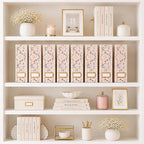 BLU MONACO | Cardboard Magazine File Holder Set of 4 | Standing File Holder with Floral Boho Design | Foldable Cardboard Bins for Shelves Desk Office Storage