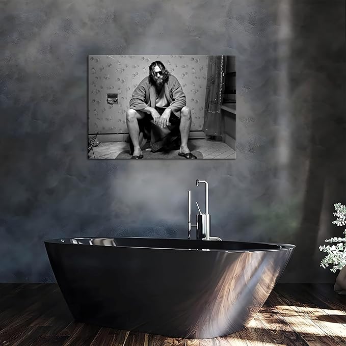 Funny Bathroom Wall Decor for Room Aesthetics - 90s Movie Posters Black and White Wall Art, Toilet Humour Amusing Cool Wall Art Funny Bathroom Signs 12X16 in