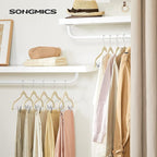 SONGMICS 20-Pack Pants Hangers, 16.7-Inch Long Velvet Hangers with Adjustable Clips, Heavy-Duty, Non-Slip Skirt Hangers, Space-Saving for Pants, Skirts, Coats, Dresses, Sandy Beige UCRF012K20