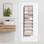 2 Pack Shoe Organizer with 6 Extra Large Pockets and 4 Large Pocket, Over the Door Sturdy Closet Storage Rack, Hanging Shoe Organizer for Shoes, Sneakers, Beige