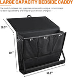 AKAYOK Bedside Caddy Hanging Bed Organizer Storage Bag Pocket with Power Strip Holder Multi-functional Organizer Caddy for Remotes Phone Glasses Magazines, Tablets, Accessories (7 pocket)