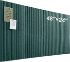Large Cork Board for Office, 8 Pack Felt Wall Tiles with Slat Wall Paneling and Safe Removable Adhesive Tabs, Felt Bulletin Board Pin Board Cork Boards for Walls - Forest Green