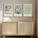 Framed Large Matisse Wall Art for Living Room, 3 Piece Vintage Sage Green Canvas Artwork for Walls, Botanical Floral Prints for Bedroom, Hallway, Home Office Decor, Total Size 30x60 Inches