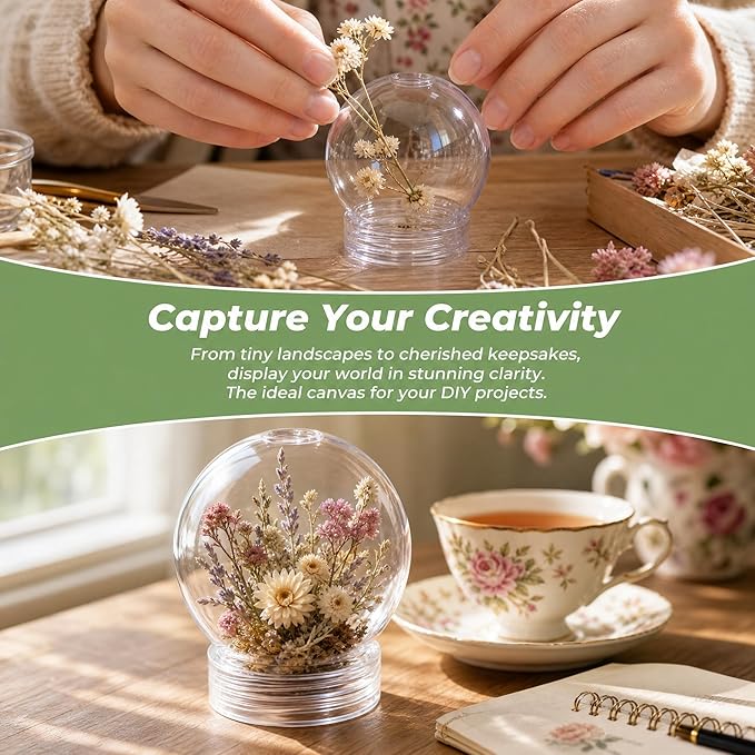 BESTOYARD 15 Pack DIY Clear Plastic Snow Globe Kit with Screw-Off Caps, Refillable Water Globes for Photo Inserts, Classroom Crafts, Teacher, Kids Crafts, Christmas Holiday Decor