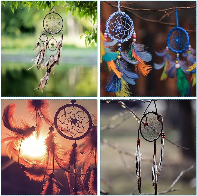 PATIKIL Dream Catcher Rings Set, 2 Set 4 Sizes Metal Star Shape Macrame Wreath Floral Ring Hoop for Christmas Decor Home DIY Craft Wedding Wall Hanging Decoration, Gold