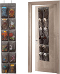 12 Large Pockets Over The Door Hanging Shoe Organizer, LIGHT BROWN COLOR