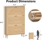 Shoe Cabinet for Entryway with 3 Flip Drawers, Slim Wooden Shoe Storage Organizer with Modern Fluted Pannel，Freestanding Narrow Hidden Shoe Rack for Hallway, Foyer, Living Room