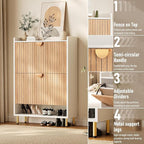 46'' Tall Shoe Storage Cabinet with 2 Flip Drawers, 7-Tier Hidden Shoe Organizer, Narrow Shoe Rack Cabinet, Freestanding Organizer for Entryway/Hallway/Closet, Wood
