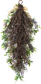 Glitzhome Easter Swag 28 Inch Artificial Spring Teardrop Wreath for Front Door & Porch Wall, Spring Easter Decor Decorative Swag