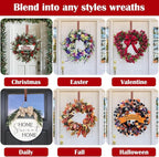 2 Pack Wreath Hanger for Front Door, 20 lbs Christmas Wreath Door Hanger, Non Scratch Over the Door Hooks for Xmas Easter Halloween Fall Wreaths Décor Welcome Sign, Adjustable from 15 to 25 in Hangers