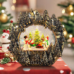Christmas Snow Globe Lantern Water Glittering Lantern with Snowman 8 Music Songs & 6H Timer Christmas Snow Globes USB & Battery Operated for Christmas Festival Decorations Gifts (Bridge-Snowman)