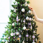 Giegxin 32 Pcs Crystal Christmas Ornaments Crystal Hanging Snowflakes Acrylic Xmas Tree Icicle Drop Decorations with Hooks for Christmas Snow Party Winter(Purple)
