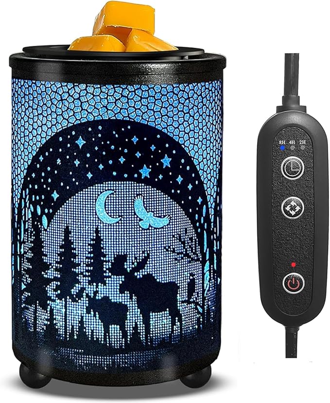 Leyoue Electric Wax Warmer with Efficient PTC Heating - Enchanting Deer in Forest Iron Design, Quickly Melts Wax Blocks, Releases Long-Lasting Fragrance, Perfect Home Decor Piec