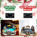 Christmas Village House Figurines Christmas Decor Estatua de la cabaña del Pueblo navideño Christmas Home Decoration Snow Globe Display Skating Pond Animated Multicolor Lighted with 8 Music X-Large
