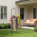 Homsunny Artificial Fake Hanging Flowers Plants Baskets for Outdoor Spring Decoration, Faux Morning Glory Silk Flower for Outside Realise UV Resistant Patio Yard Balcony Porch Home Decor (Mixed 2)