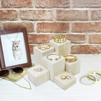 Mooca Wooden 6 Pcs Square Risers for Display Jewelry and Accessories Display Stand (Wash White)