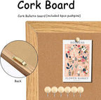 TORASO Cork Board Bulletin Board, Corkboard for Walls with Rustic Brown Frame, Large Wall Mounted Cork Board with Installation Kit,11.8" x 35.4" Pin Tackboard for Home,Office, School (RMB-RB-3090)