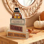 Lineshading 4 Pcs Fall Table Decorations Wooden Turkey Decor Thanksgiving Tiered Tray Decor Fall Centerpiece Rustic Wood Turkey Block Sign for Gobble Harvest Party Home Kitchen Decorations