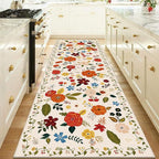 U'Artlines 2'6" x 8' Boho Runner Rug for Hallways Kitchen Colorful Floral Soft Non Slip Washable Floor Carpet Runners for Entryway Laundry Room Bathroom Beige