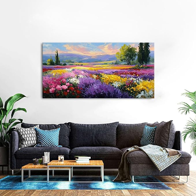 Flower Wall Art Vintage White Floral Canvas Pictures Abstract Blooming Flower Prints Painting Large Abstract Botanical Blossom Wall Decor Elegant Artwork Bedroom Living Room Decoration 29.53x57.87"