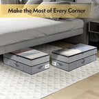Large Under Bed Storage Containers, 2-Pack Double Layer Underbed Storage Bins with 3 Handles, 70L Extensible/Closed Clothes Storage Organizer with Sturdy Bottom Sidewalls, Grey