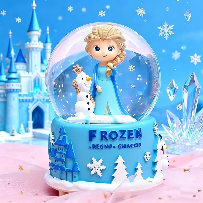 Snow Globe, Princess Snow Globes for Girls, Music Snowglobe with Automatic Snowflakes, Christmas Birthday Princess Gifts for 6 7 8 9 10 11 12+ Year Old Girls Kids