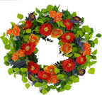 WreathDream 22 inch Artificial Spring Summer Wreaths for Front Door Poppy Wreath with Lavender Ear,Cherry Blossom,for Front Door Indoor Outdoor Home Farmhouse Decor