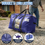 TAILI 4 Pack Dark Blue Extra Large Moving Bags, Heavy Duty Totes with Visible Window, Wrap Around Handles, Great for Storage