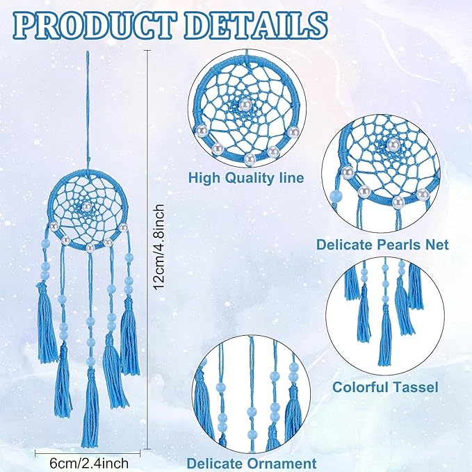 INFUNLY 6 Set Mini DIY Dream Catcher Kit - Rainbow Color Handmade Small Dream Catcher for Bag Pendant Car Interior Backpack Charm