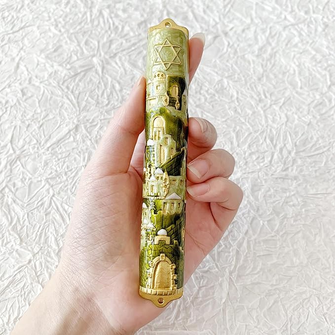 Metal Mezuzah, Exquisite Jerusalem Enamel Mezuzah