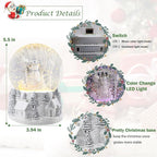 Christmas Snow Globe Musical Snowman Country Village Silver Xmas Tree White Water Snow Globes LED Light Change Music Box Home Christmas Decor for Kids Snowman Snow Globes