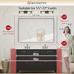 Keonjinn 55 x 36 Inch Black Mirror for Bathroom, Matte Black Large Rectangle Vanity Mirror, Metal Framed Farmhouse Mirrors, Modern Rectangular Wall Mirrors with Square Corner