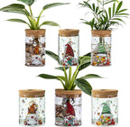 Christmas Vases, 2 Sizes Propagation Jars with Christmas Decorations Patterns, Desktop Glass Hydroponic Planter for Plant Cuttings, for Plant Lovers (6)