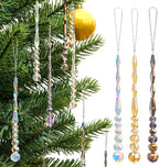 12pcs Crystal Icicle Christmas Tree Ornaments, Glass Beads Hanging Chandelier Pendants for Christmas Party Wedding Winter Decorations (Multicolor)