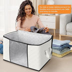 Fab totes 24 Gallons Clothes Storage, Foldable Thick Fabric Blanket Storage Bags, Containers for Organizing Bedroom, Closet, Clothing, Comforter, Organization with Handle (10 Pack,Ivory)