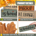 Lineshading 4 Pcs Fall Decoration for Home Wooden Maple Leaf Stacked Decor Thanksgiving Table Centerpiece Fall Tiered Tray Decor Rustic Decorative Maple Leaf Block Signs Autumn Decoration for Kitchen