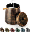 Ashtray for Cigarettes Outdoor, Outdoor Ashtray with Lid for Cigarette, Metal Odorless Windproof Smokeless AshTray for Patio Home Office Tabletop Balcony