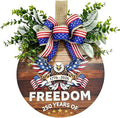 250th Anniversary Patriotic Wreath for Front Door, 250 Years of Freedom Wooden Door Sign, 4th of July Decorations Outdoor & Memorial Day Decor for Home (Color-Freedom2)