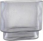 Ribbed Glass Vase, Black Glass Vase, Fluted Short Vases for Flowers, Modern Vases for Living Room, Dining Room, Bathroom, Desk, Shelf, Wedding, Office, 7 Inches