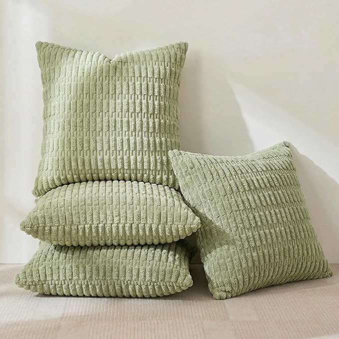 Fancy Homi 4 Packs Decorative Throw Pillow Covers for Living Room Couch Bed, Modern Farmhouse Boho Home Décor Accent Cushion Case, 26" x 26", Sage Green