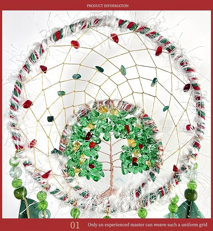 Christmas Crystal Dream Catcher with Lights Handmade Christmas Dreamcatcher Hanging Decoration Home Wall Decoration Craft Ornament