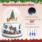 Christmas Snow Globe with LED Light Musical Snowflakes Holiday Decoration Gift, 5.9 Inch Santa Claus and Christmas Tree Water Globe.