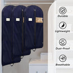 BALEINE 2PK Heavy Duty Garment Bag with Shoe Storage Travel Bag for Dresses, Suit, Coats Travel Essential (43", Blue)