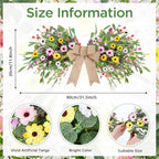 24inch Floral Swag Artificial Spring Lavender Daisy Swag with Wildflower Wisteria Front Door Twigs Leaves Flower Decorative Swag for Farmhouse Wedding Arch Party Wall Home Indoor Outdoor Holiday Decor
