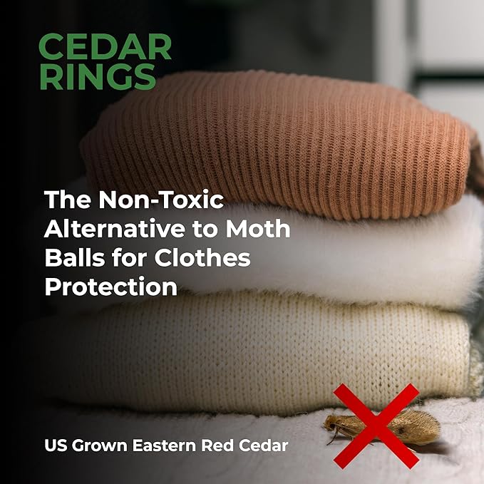 80 Cedar Rings for Clothes Storage - Stop Clothes Damage - 80 Fresh Cedar Rings