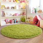 3'x3' Grass Green Round Rug for Bedroom, Ultra Soft Fluffy Circle Rug for Kids Girls Boys Room, Cute Small Shag Rugs for Living Room Playroom Tent Castle Home Decor Rug