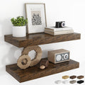RICHFOCUS 20Inch Floating Shelves for Wall 2 Pack Shelves for Bedroom|Kitchen|Bathroom|Laundry Room Rustic Wood Wall Mounted Shelf with Invisible Brackets for Books|Storage|Decor, Rustic Brown