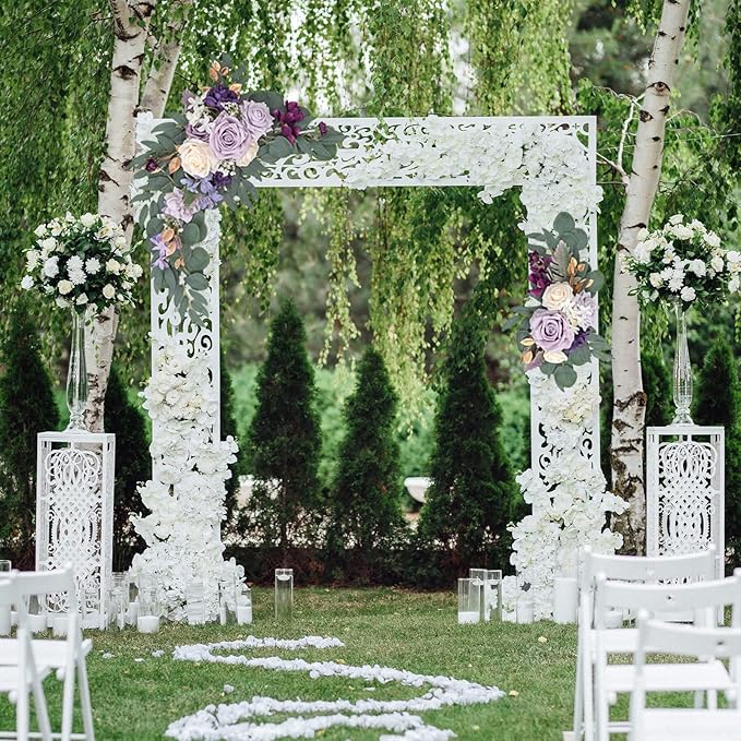 CDQL 2Pcs Wedding Welcome Sign Floral Decoration,Artificial Flower Swag Wedding Arch Decor, Wedding Flower Swag for Wedding Ceremony and Reception Arrangement (Green), CDQL1c5ie3usqb--1