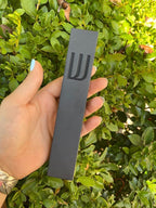 A&S Mezuzot Modern Concrete Mezuzah Case with Scroll, Easy Peel and Stick Mezuza (Black+ Engraved Shin, 7 Inches)